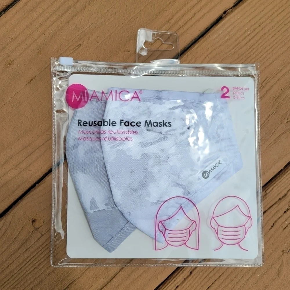 3/$15 MIMICA Marble & Grey Reusable Face Masks▪︎2pk